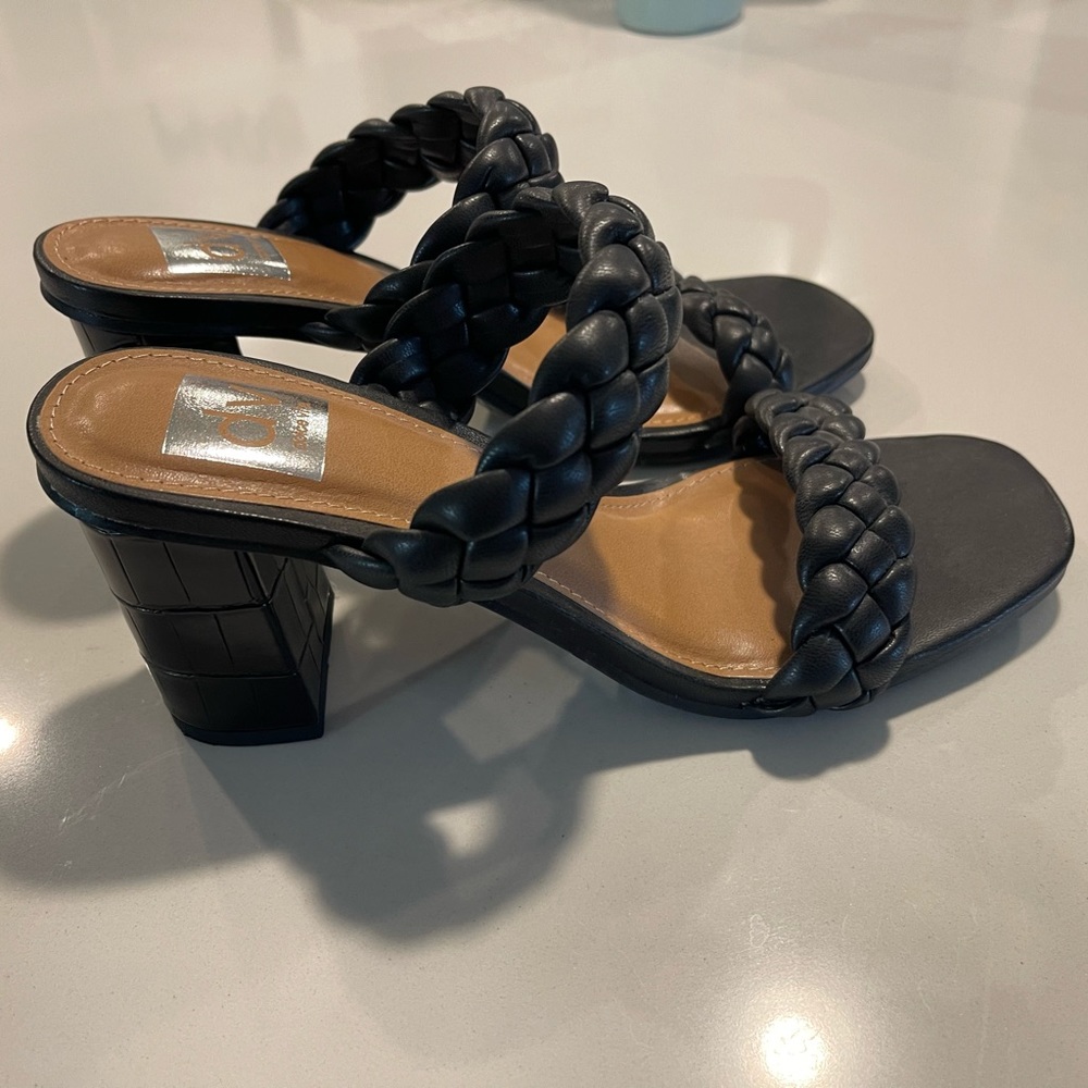 DV by Dolce Vita Size 8 Black Block Heels with Braided Straps - Picture 1 of 7